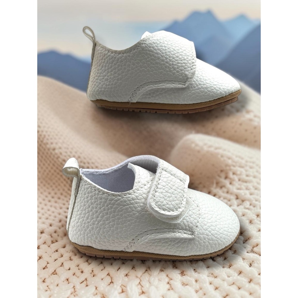 Unbranded Pebble Faux Leather Hook & Loop Soft Sole Baby Loafers White Size 1